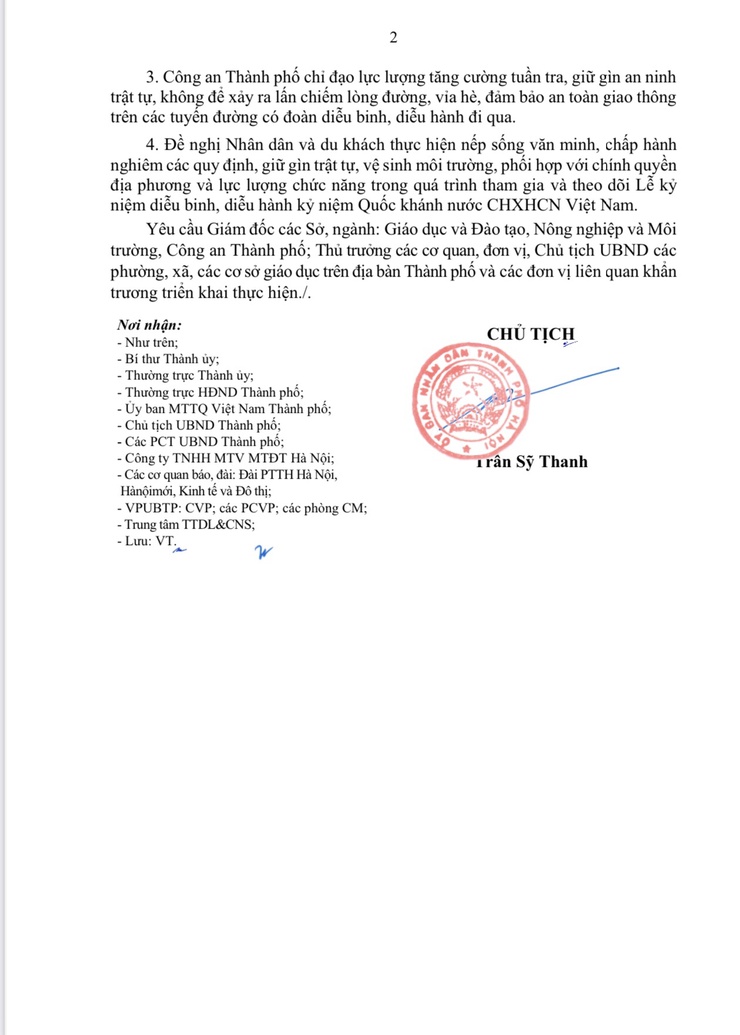 THÔNG BÁO TĂNG CƯỜNG CÔNG TÁC ĐẢM BẢO ANTT, VSMT VÀ HỖ TRỢ NHÂN DÂN, DU KHÁCH THAM GIA, THEO DÕI CÁC HĐ LỄ KỶ NIỆM DIỄU BINH, DIỄU HÀNH 80 NĂM CÁCH MẠNG THÁNG TÁM THÀNH CÔNG VÀ QUỐC KHÁNH NƯỚC CỘNG HÒA XÃ HỘI CHỦ NGHĨA VIỆT NAM- Ảnh 2.