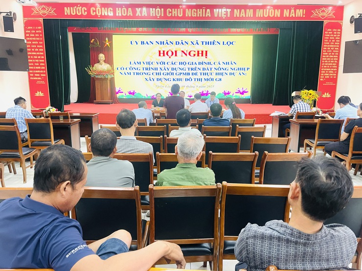 UBND xã Thiên Lộc tổ chức hội nghị làm việc với các hộ gia đình, cá nhân có công trình xây dựng trên đất nông nghiệp trong chỉ giới GPMB để thực hiện dự án: Xây dựng khu đô thị mới G8- Ảnh 3.