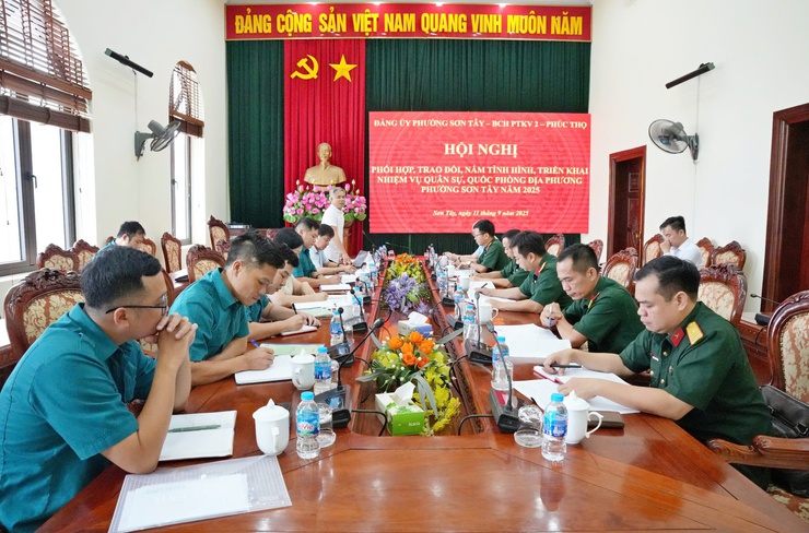 Đảng ủy phường Sơn Tây làm việc với Đảng ủy, Ban Chỉ huy Phòng thủ khu vực 2 – Phúc Thọ- Ảnh 2.