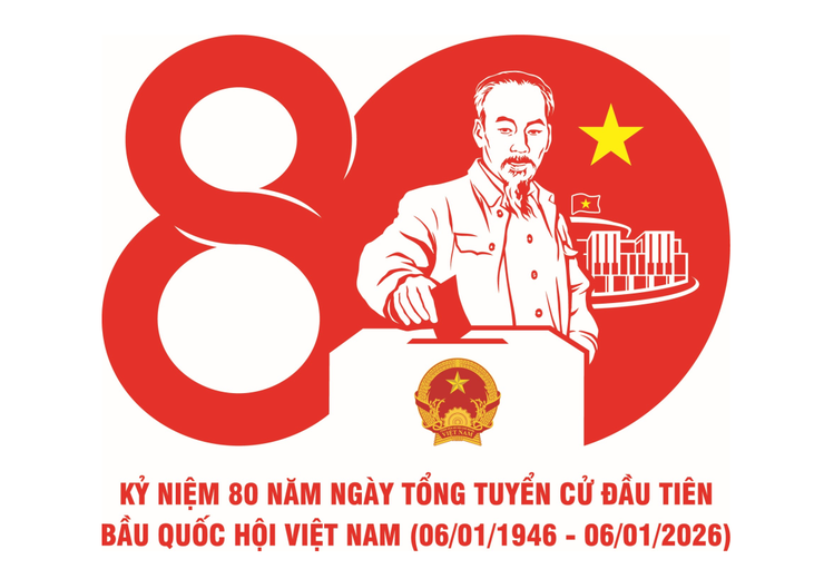 Mẫu biểu trưng sử dụng trong các hoạt động tuyên truyền Kỷ niệm 80 năm Ngày Tổng tuyển cử đầu tiên bầu Quốc hội Việt Nam- Ảnh 1.