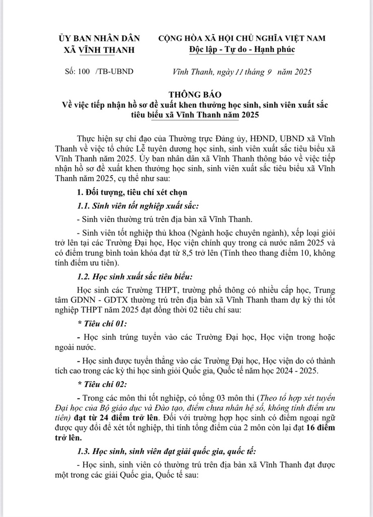 UBND XÃ VĨNH THANH THÔNG BÁO- Ảnh 1.