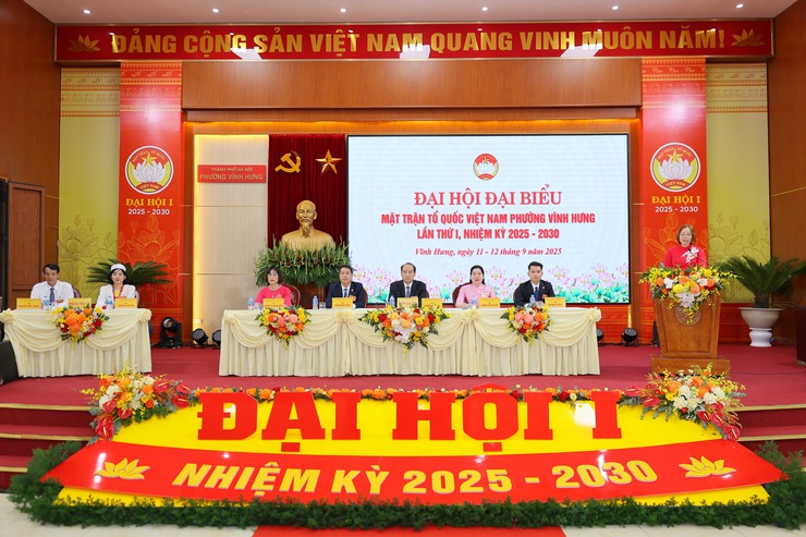 ĐẠI HỘI ĐẠI BIỂU MẶT TRẬN TỔ QUỐC VIỆT NAM PHƯỜNG VĨNH HƯNG LẦN THỨ I, NHIỆM KỲ 2025 - 2030 (PHIÊN THỨ NHẤT)- Ảnh 1.