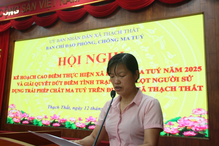 Xã Thạch Thất tổ chức Hội nghị triển khai cao điểm thực hiện mục tiêu xây dựng xã không ma tuý năm 2025 và giải quyết triệt để tình trạng sót lọt người sử dụng trái phép chất ma tuý trên địa bàn- Ảnh 3.