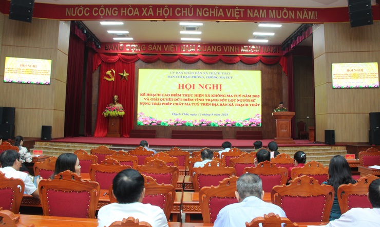 Xã Thạch Thất tổ chức Hội nghị triển khai cao điểm thực hiện mục tiêu xây dựng xã không ma tuý năm 2025 và giải quyết triệt để tình trạng sót lọt người sử dụng trái phép chất ma tuý trên địa bàn- Ảnh 9.