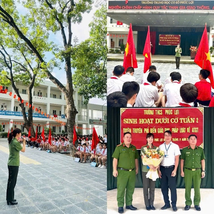 Công an phường Phúc Lợi ra quân cao điểm bảo đảm an toàn giao thông cho học sinh đến trường- Ảnh 2.