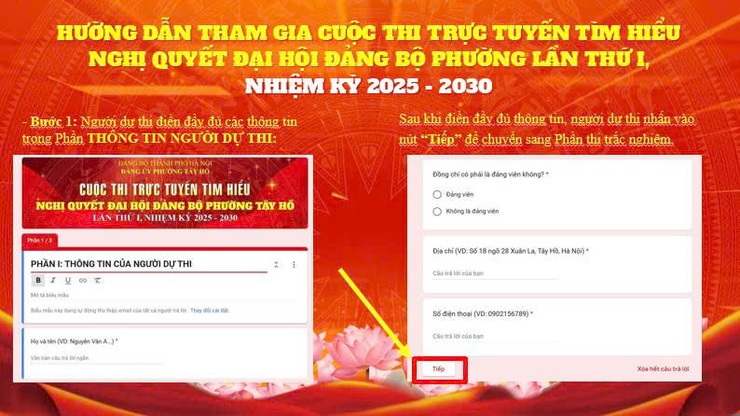 Đảng ủy phường Tây Hồ đổi mới tuyên truyền Nghị quyết bằng Cuộc thi trực tuyến
- Ảnh 2.