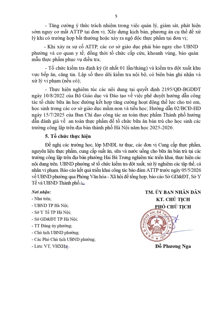 Tăng cường công tác đảm bảo an toàn thực phẩm trong các trường học trên địa bàn phường Hai Bà Trưng năm học 2025-2026.- Ảnh 5.