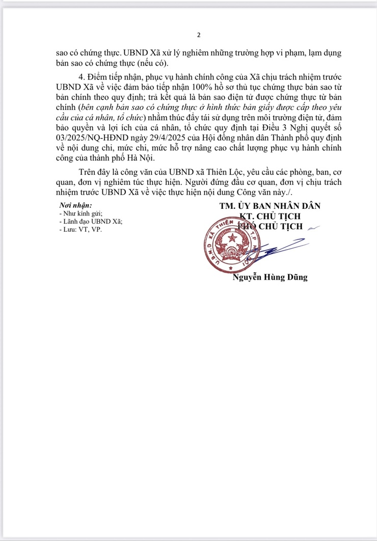Công văn số 303/UBND-VP V/v chấn chỉnh tình trạng lạm dụng yêu cầu nộp hồ sơ bản sao có chứng thực, yêu cầu nộp giấy tờ, tài liệu trong trường hợp thông tin đã được tích hợp trên căn cước điện tử, tài khoản định danh điện tử- Ảnh 2.