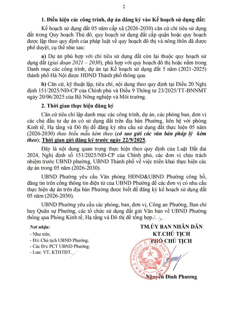 Đăng ký danh mục các công trình, dự án thu hồi đất và Kế hoạch sử dụng đất 05 năm cấp xã (2026-2030)- Ảnh 2.