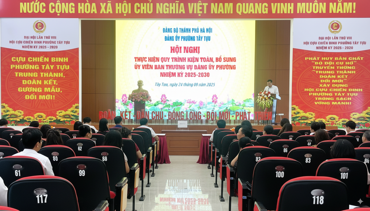 Hội nghị thực hiện quy trình kiện toàn Ủy viên Ban Thường vụ Đảng ủy phường Tây Tựu nhiệm kỳ 2025-2030- Ảnh 1.