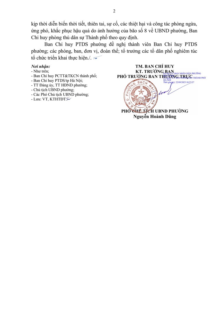 Chủ động ứng phó với diễn biến cơn bão số 8 gây ảnh hưởng trên địa bàn phường Bạch Mai- Ảnh 2.