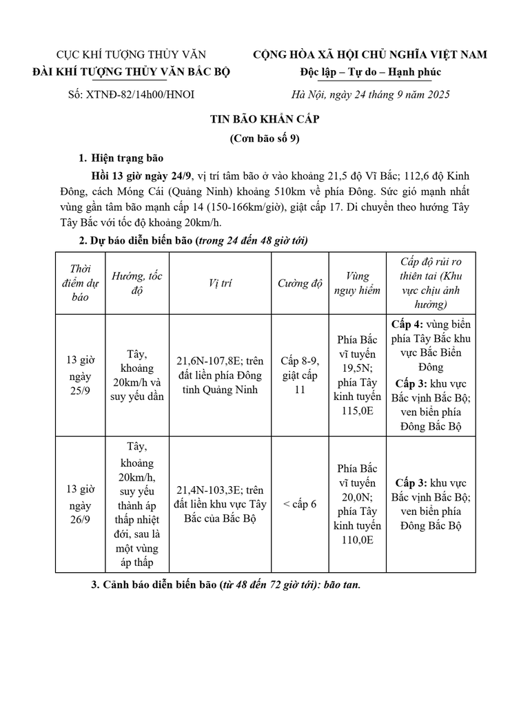 Tin bão khẩn cấp (cơn bão số 9)- Ảnh 1.