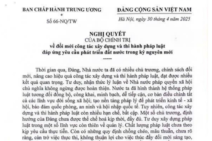 Nghị quyết của Bộ Chính trị về đổi mới công tác xây dựng và thi hành pháp luật đáp ứng yêu cầu phát triển đất nước trong kỷ nguyên mới- Ảnh 1.