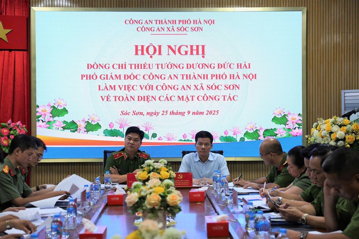 Phó Giám đốc Công an thành phố  Hà Nội làm việc với Công an xã Sóc Sơn- Ảnh 3.