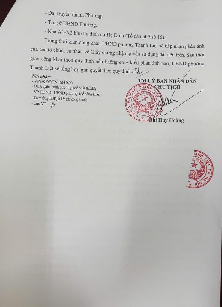 THÔNG BÁO CỦA UBND PHƯỜNG THANH LIỆT- Ảnh 3.