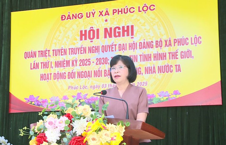 Đảng ủy xã Phúc Lộc tổ chức Hội nghị quán triệt, tuyên truyền Nghị quyết Đại hội đại biểu Đảng bộ xã Phúc Lộc lần thứ I, nhiệm kỳ 2025 - 2030; Thông tin tình hình thế giới, hoạt động đối ngoại nổi bật của Đảng, Nhà nước ta- Ảnh 1.