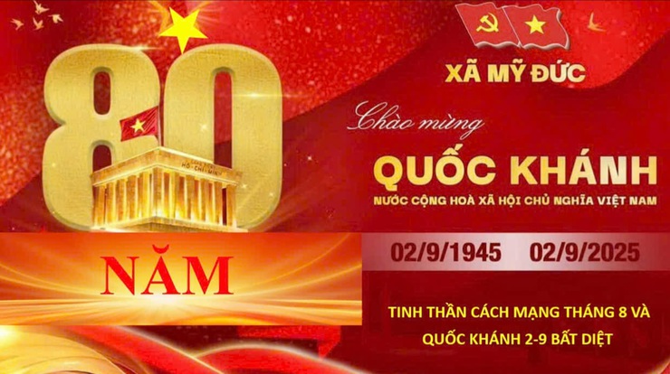 Xã Mỹ Đức rực rỡ cờ hoa chào mừng 80 năm Cách mạng Tháng Tám và Quốc khánh 2/9- Ảnh 1.