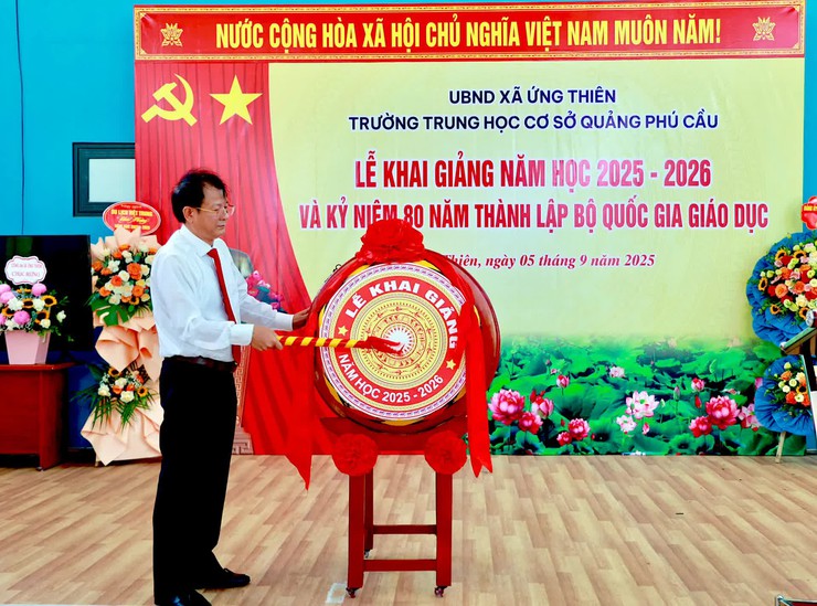 Tất cả 19 trường học: Mầm non, tiểu học, trung học cơ sở, trung học phổ thông trên địa bàn xã Ứng Thiên, thành phố Hà Nội tổ chức khai giảng năm học mới 2025-2026- Ảnh 17.