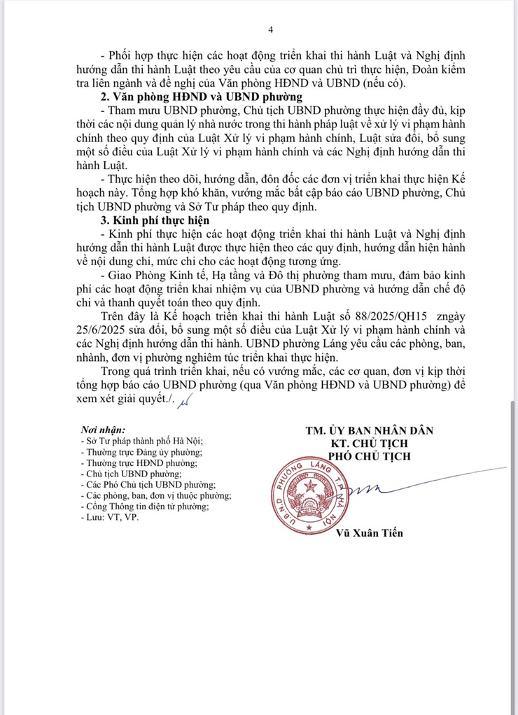 Tổ chức thi hành Luật số 88/2025/QH15 ngày 25/6/2025 
sửa đổi, bổ sung một số điều của Luật Xử lý vi phạm hành chính và các Nghị định hướng dẫn thi hành trên địa bàn phường Láng - Ảnh 4.