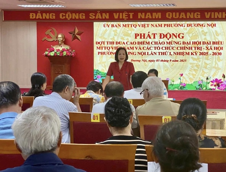 Phát động đợt thi đua cao điểm chào mừng Đại hội MTTQ Việt Nam và các tổ chức chính trị - xã hội phường Dương Nội lần thứ I, nhiệm kỳ 2025 - 2030- Ảnh 1.