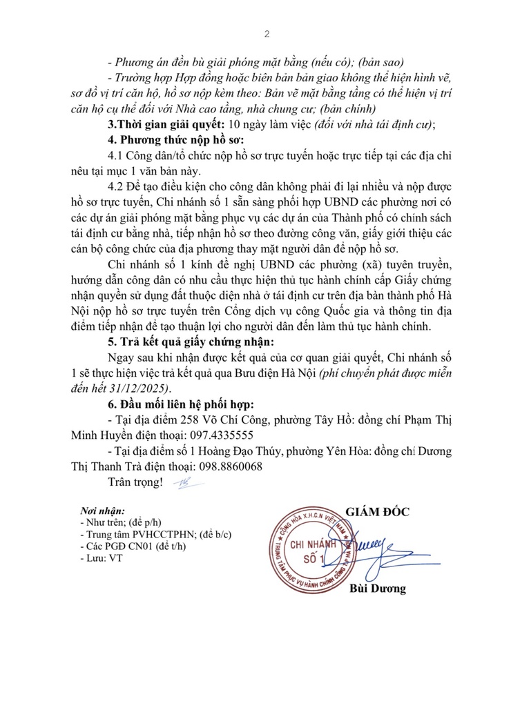 THÔNG BÁO VỀ VIỆC THỰC HIỆN TIẾP NHẬN TTHC PHI ĐỊA GIỚI CẤP GCN QUYỀN SỬ DỤNG ĐẤT ĐỐI VỚI NHÀ Ở TÁI ĐỊNH CƯ- Ảnh 2.