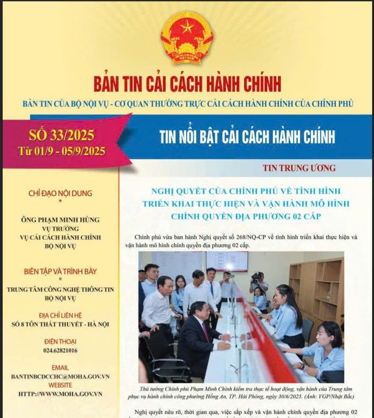 Bản tin điện tử cải cách hành chính số 32/2025 của Bộ Nội vụ, từ ngày 25/08/2025 đến ngày 29/08/2025
- Ảnh 1.