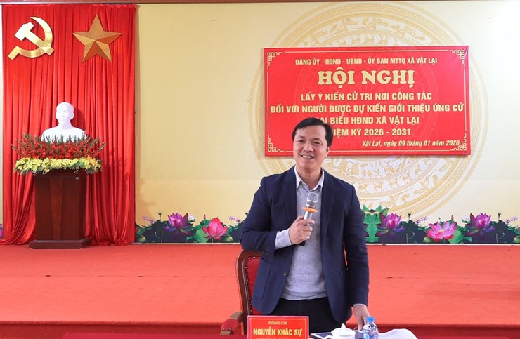 Hội nghị lấy ý kiến cử tri nơi công tác đối với người ứng cử đại biểu HĐND xã Vật Lại, nhiệm kỳ 2026-2031- Ảnh 1.