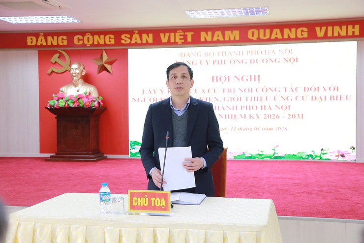 Đảng uỷ phường Dương Nội lấy ý kiến cử tri nơi công tác đối với người ứng cử đại biểu HĐND TP Hà Nội khoá XVII, nhiệm kỳ 2026 - 2031 - Ảnh 1.