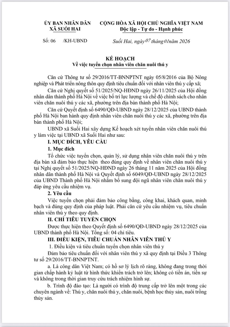 UBND Xã Suối Hai triển khai kế hoạch tuyển chọn nhân viên chăn nuôi thú y- Ảnh 1.