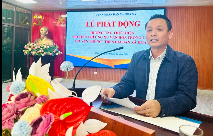 HÒA XÁ PHÁT ĐỘNG XÂY DỰNG NẾP SỐNG VĂN HÓA TRONG LỄ HỘI TRUYỀN THỐNG - Ảnh 1.