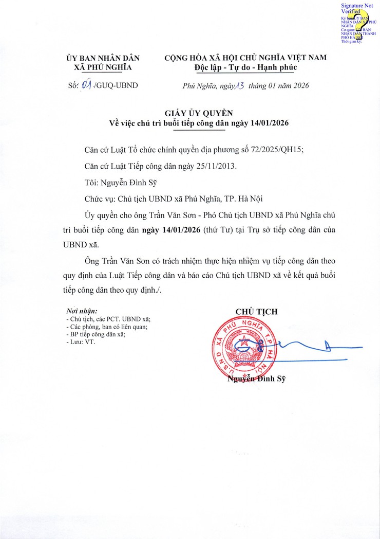 Thông báo lịch tiếp công dân của lãnh đạo Ủy ban nhân dân xã ngày 14/01/2026- Ảnh 1.