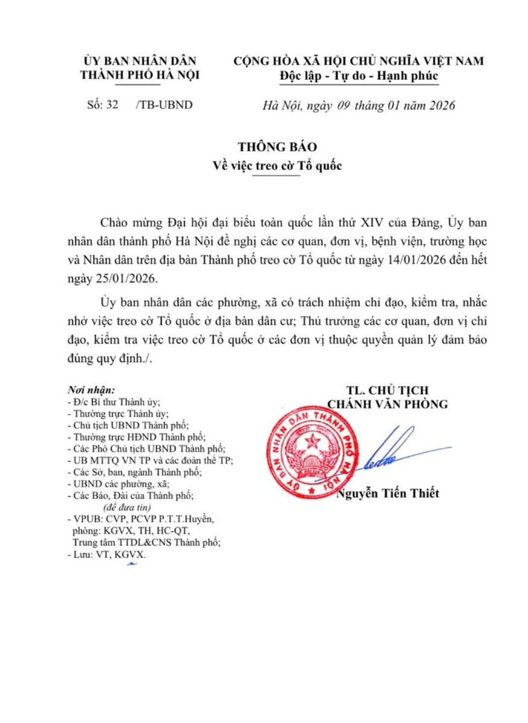 THÔNG BÁO CỦA ỦY BAN NHÂN DÂN THÀNH PHỐ VỀ VIỆC TREO CỜ TỔ QUỐC- Ảnh 1.