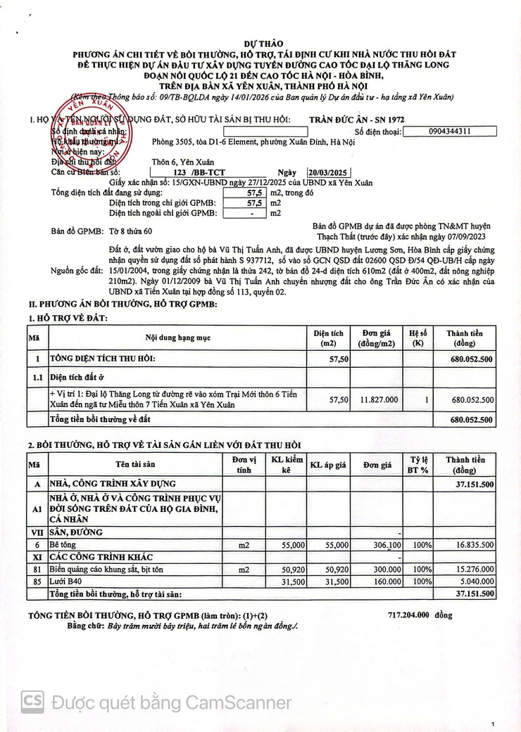 Thông báo: Về việc niêm yết công khai lấy ý kiến dự thảo Phương án chi tiết bồi thường, hỗ trợ, tái định cư đối với 8 hộ gia đình, cá nhân có đất thu hồi để thực hiện dự án - Ảnh 11.