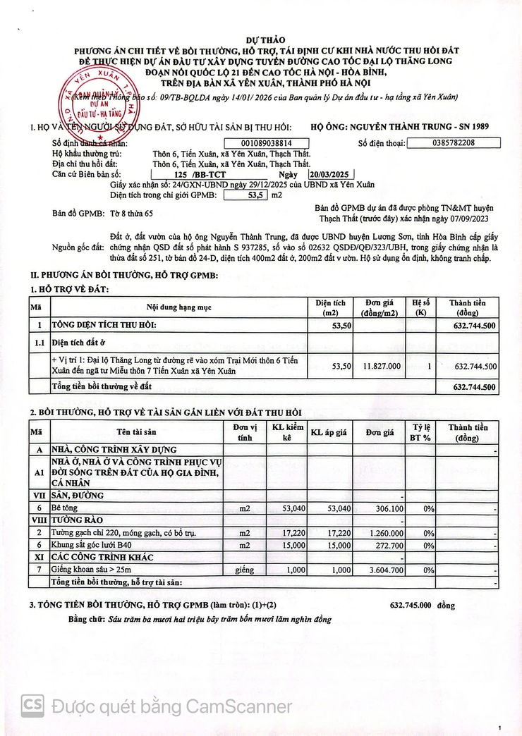 Thông báo: Về việc niêm yết công khai lấy ý kiến dự thảo Phương án chi tiết bồi thường, hỗ trợ, tái định cư đối với 8 hộ gia đình, cá nhân có đất thu hồi để thực hiện dự án - Ảnh 4.