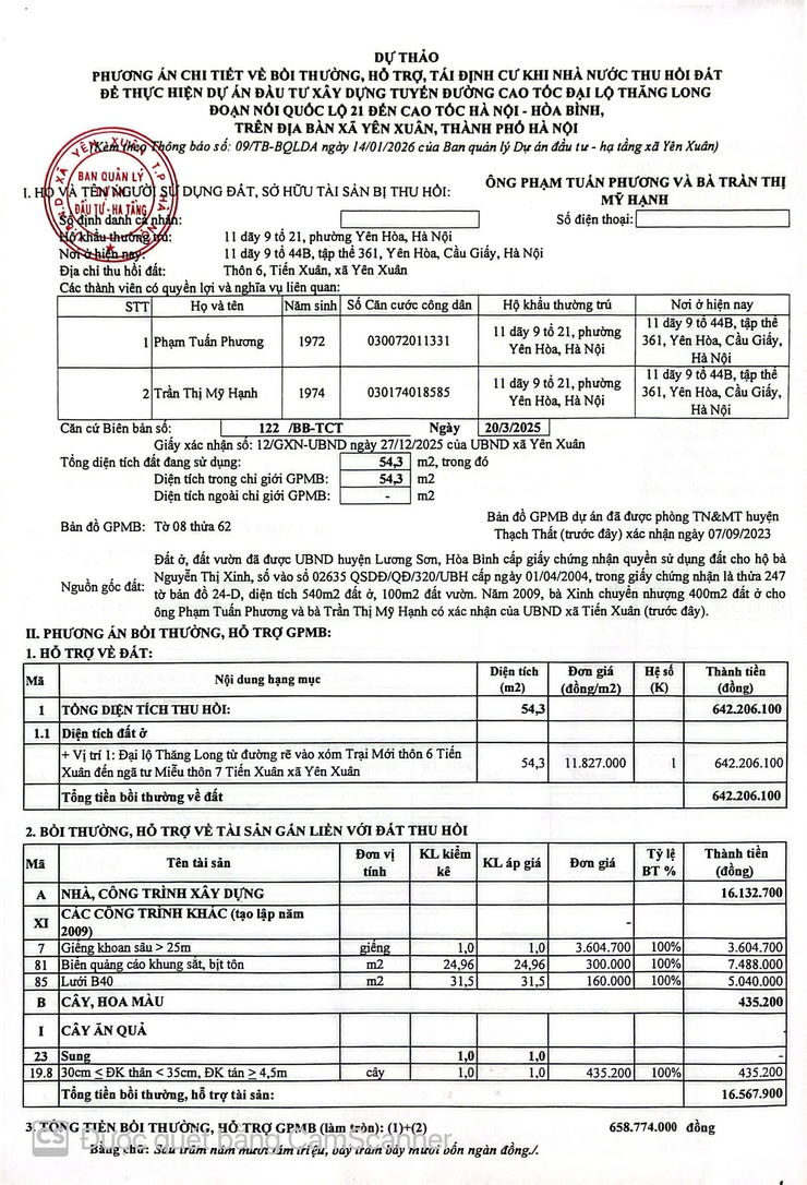 Thông báo: Về việc niêm yết công khai lấy ý kiến dự thảo Phương án chi tiết bồi thường, hỗ trợ, tái định cư đối với 8 hộ gia đình, cá nhân có đất thu hồi để thực hiện dự án - Ảnh 5.