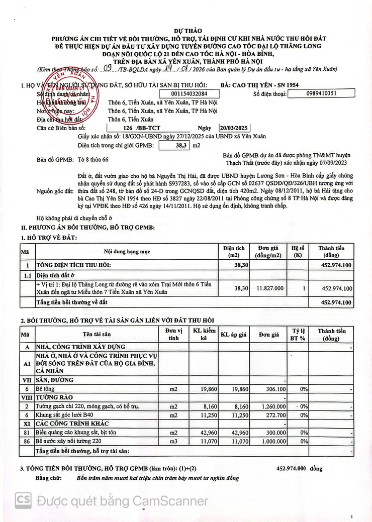 Thông báo: Về việc niêm yết công khai lấy ý kiến dự thảo Phương án chi tiết bồi thường, hỗ trợ, tái định cư đối với 8 hộ gia đình, cá nhân có đất thu hồi để thực hiện dự án - Ảnh 7.