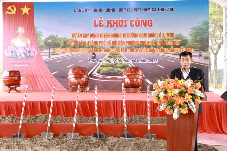 Lễ khởi công dự án xây dựng tuyến đường từ đường gom Quốc lộ 3 (mới) xã Thư Lâm đi phường Phù Khê, tỉnh Bắc Ninh- Ảnh 14.