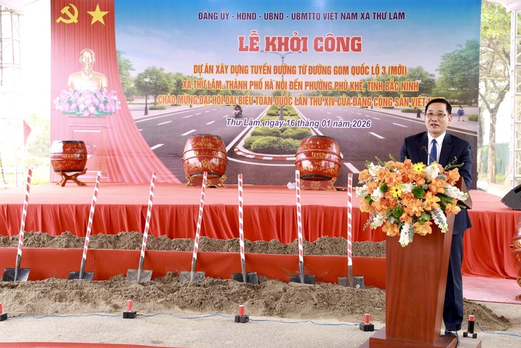 Lễ khởi công dự án xây dựng tuyến đường từ đường gom Quốc lộ 3 (mới) xã Thư Lâm đi phường Phù Khê, tỉnh Bắc Ninh- Ảnh 15.