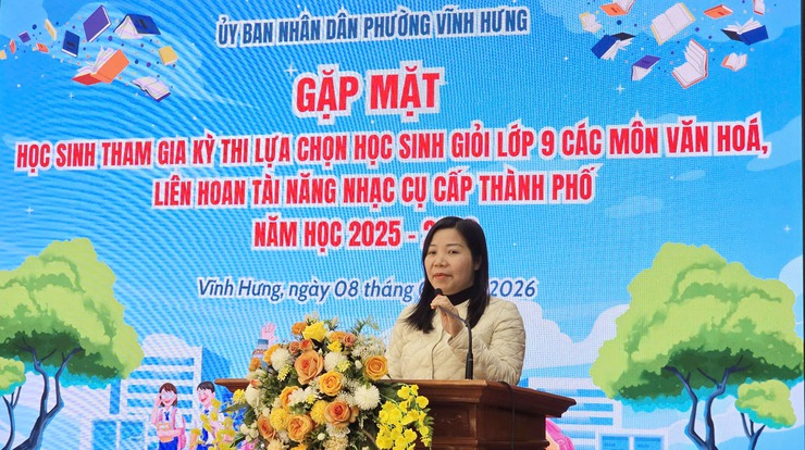 PHƯỜNG VĨNH HƯNG TỔ CHỨC GẶP MẶT ĐỘNG VIÊN ĐỘI TUYỂN HỌC SINH GIỎI PHƯỜNG THAM GIA KỲ THI CHỌN HỌC SINH GIỎI THÀNH PHỐ- Ảnh 2.