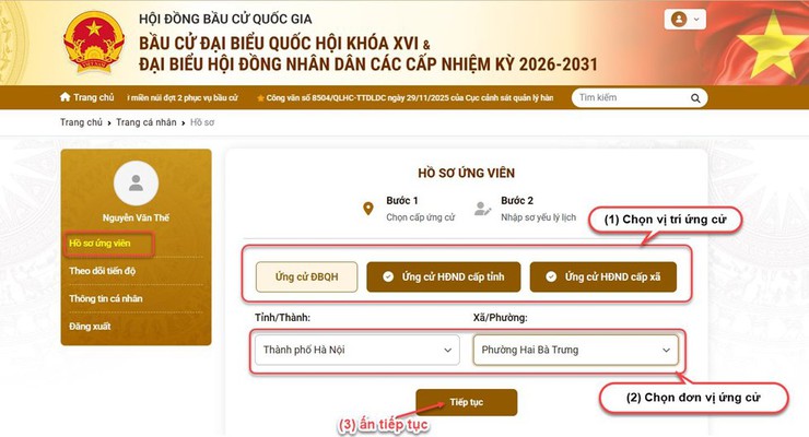 HƯỚNG DẪN NỘP HỒ SƠ VÀ TÍCH HỢP THÔNG TIN ĐƠN ỨNG CỬ, TIỂU SỬ TÓM TẮT TRÊN CỔNG THÔNG TIN ĐIỆN TỬ CỦA HỘI ĐỒNG BẦU CỬ QUỐC GIA- Ảnh 7.