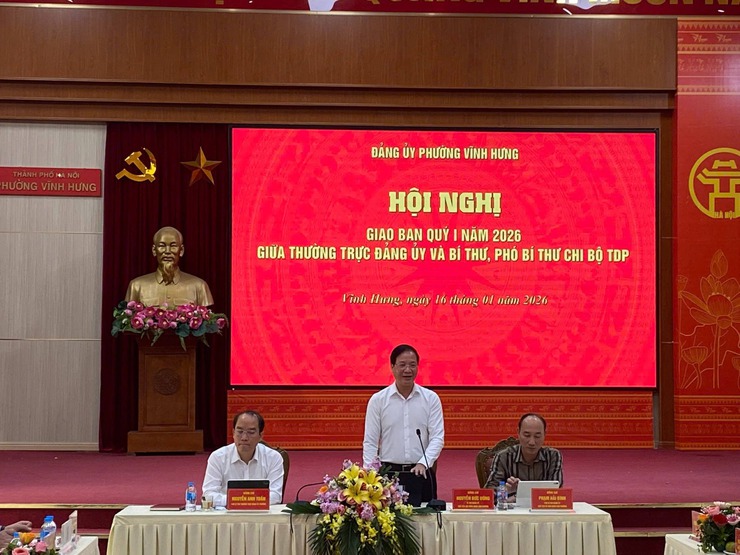 Đảng ủy phường Vĩnh Hưng tổ chức Hội nghị giao ban Quý I năm 2026 với các đồng chí Bí thư, Phó Bí thư Chi bộ Tổ dân phố.- Ảnh 1.