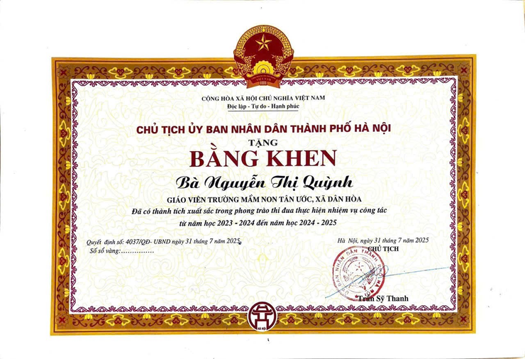 CÔ GIÁO NGUYỄN THỊ QUỲNH (TRƯỜNG MẦM NON TÂN ƯỚC)– GƯƠNG ĐIỂN HÌNH TIÊN TIẾN TRONG PHONG TRÀO HIẾN MÁU NHÂN ĐẠO- Ảnh 4.