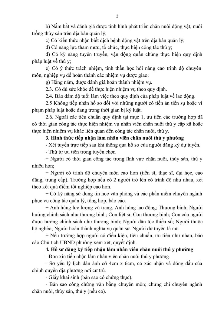 Thông báo tuyển chọn nhân viên chăn nuôi thú y phường Bạch Mai- Ảnh 2.