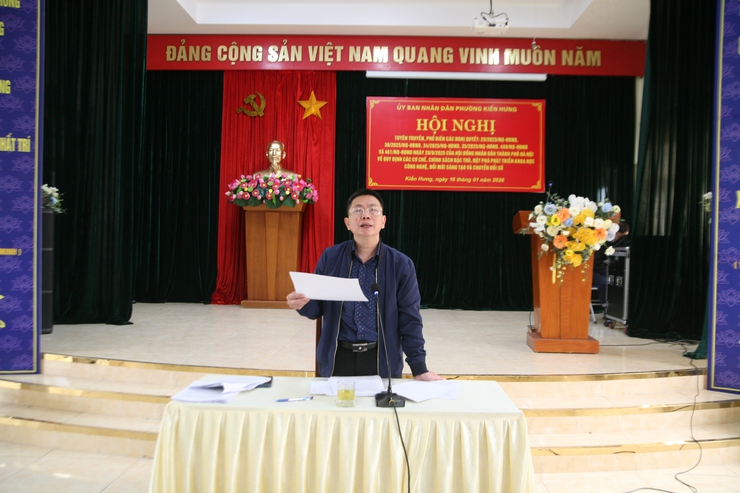 UBND phường Kiến Hưng tổ chức hội nghị tuyên truyền, phổ biến 06 nghị quyết của HĐND thành phố Hà Nội- Ảnh 1.