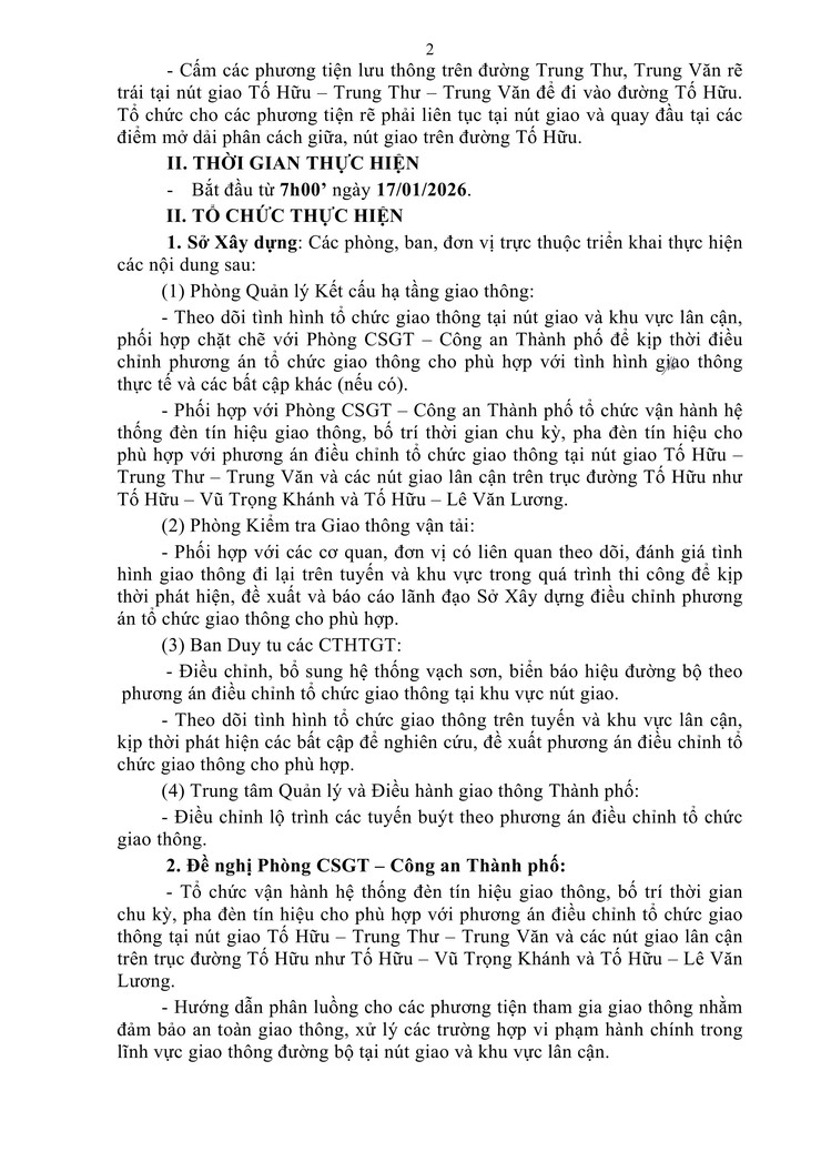 ĐIỀU CHỈNH TỔ CHỨC GIAO THÔNG NÚT GIAO TRUNG VĂN - TRUNG THƯ - TỐ HỮU TRÊN ĐỊA BÀN PHƯỜNG ĐẠI MỖ- Ảnh 2.