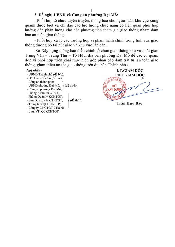 ĐIỀU CHỈNH TỔ CHỨC GIAO THÔNG NÚT GIAO TRUNG VĂN - TRUNG THƯ - TỐ HỮU TRÊN ĐỊA BÀN PHƯỜNG ĐẠI MỖ- Ảnh 3.