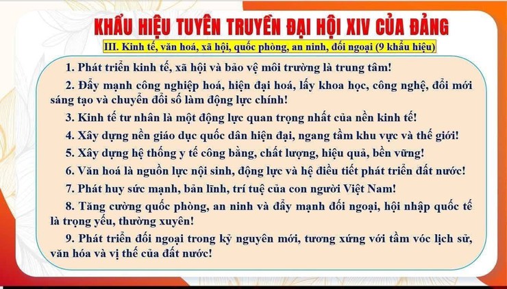 KHẨU HIỆU TUYÊN TRUYỀN ĐẠI HỘI ĐẠI BIỂU TOÀN QUỐC LẦN THỨ XIV CỦA ĐẢNG - Ảnh 5.