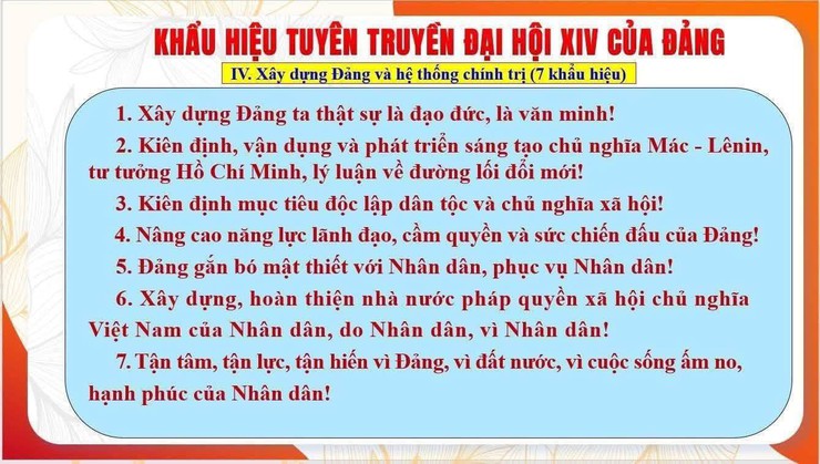 KHẨU HIỆU TUYÊN TRUYỀN ĐẠI HỘI ĐẠI BIỂU TOÀN QUỐC LẦN THỨ XIV CỦA ĐẢNG - Ảnh 6.