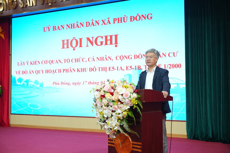 UBND xã Phù Đổng hội nghị lấy ý kiến cơ quan, tổ chức, cá nhân, cộng đồng dân cư về đồ án quy hoạch phân khu đô thị E5-1A; E5-1B tỷ lệ 1/2000.- Ảnh 2.