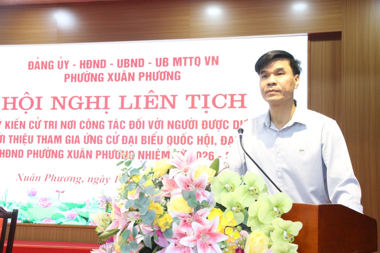 Phường Xuân Phương: Hội nghị liên tịch lấy ý kiến nhận xét của cán bộ nơi công tác đối với người dự kiến giới thiệu ứng cử đại biểu HĐND phường, nhiệm kỳ 2026 - 2031- Ảnh 5.